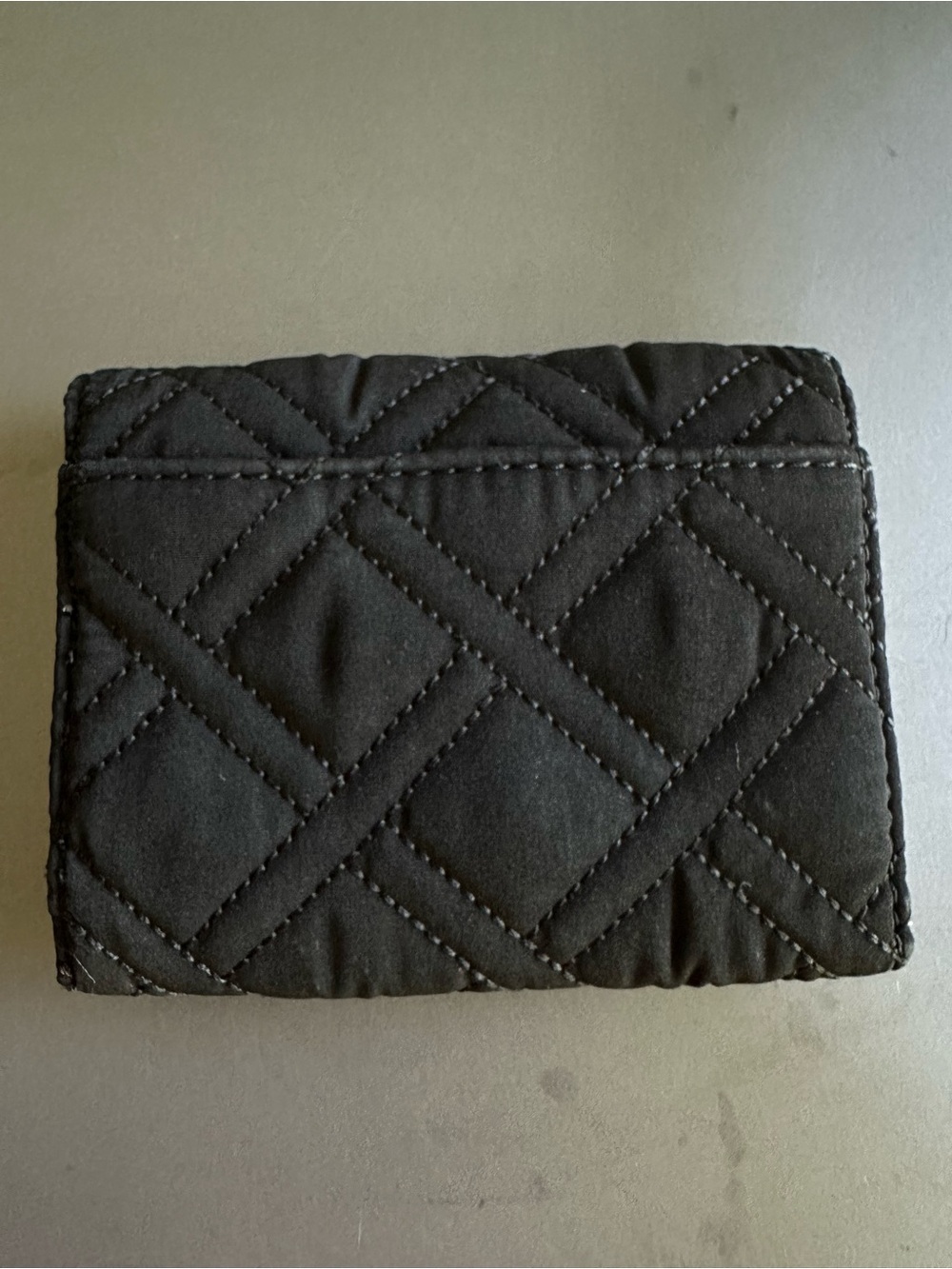 Vera Bradley Black Quilted Logo Tri-Fold Wallet Snap Closure ID Window - Picture 8 of 10